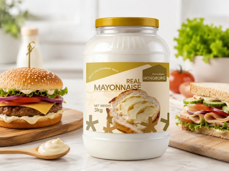 Krémová hladká pravá majonéza na sendviče a hamburgery Krémová hladká pravá majonéza na sendviče a hamburgery